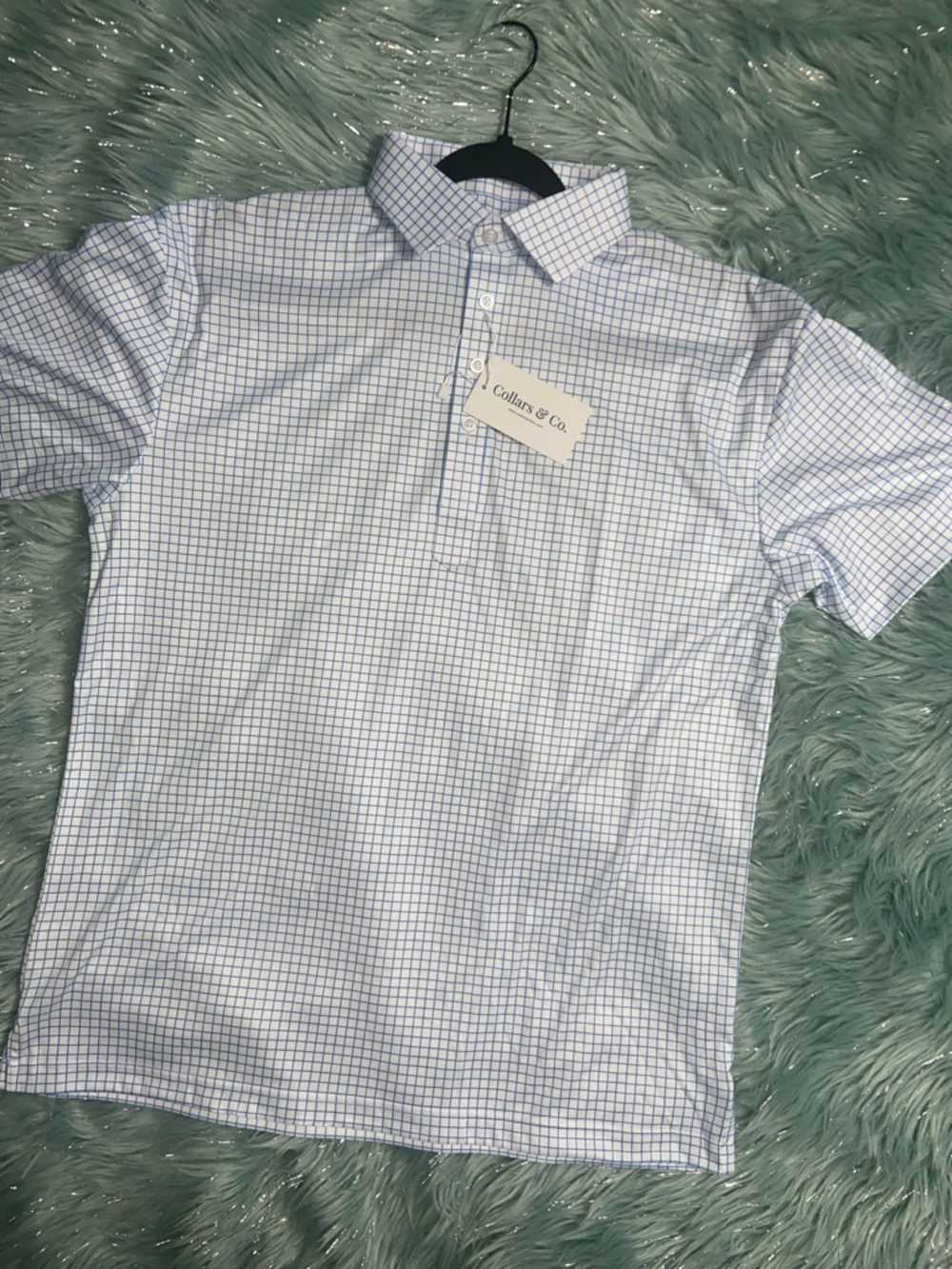 Collars & Co. Thin Blue Check Polo